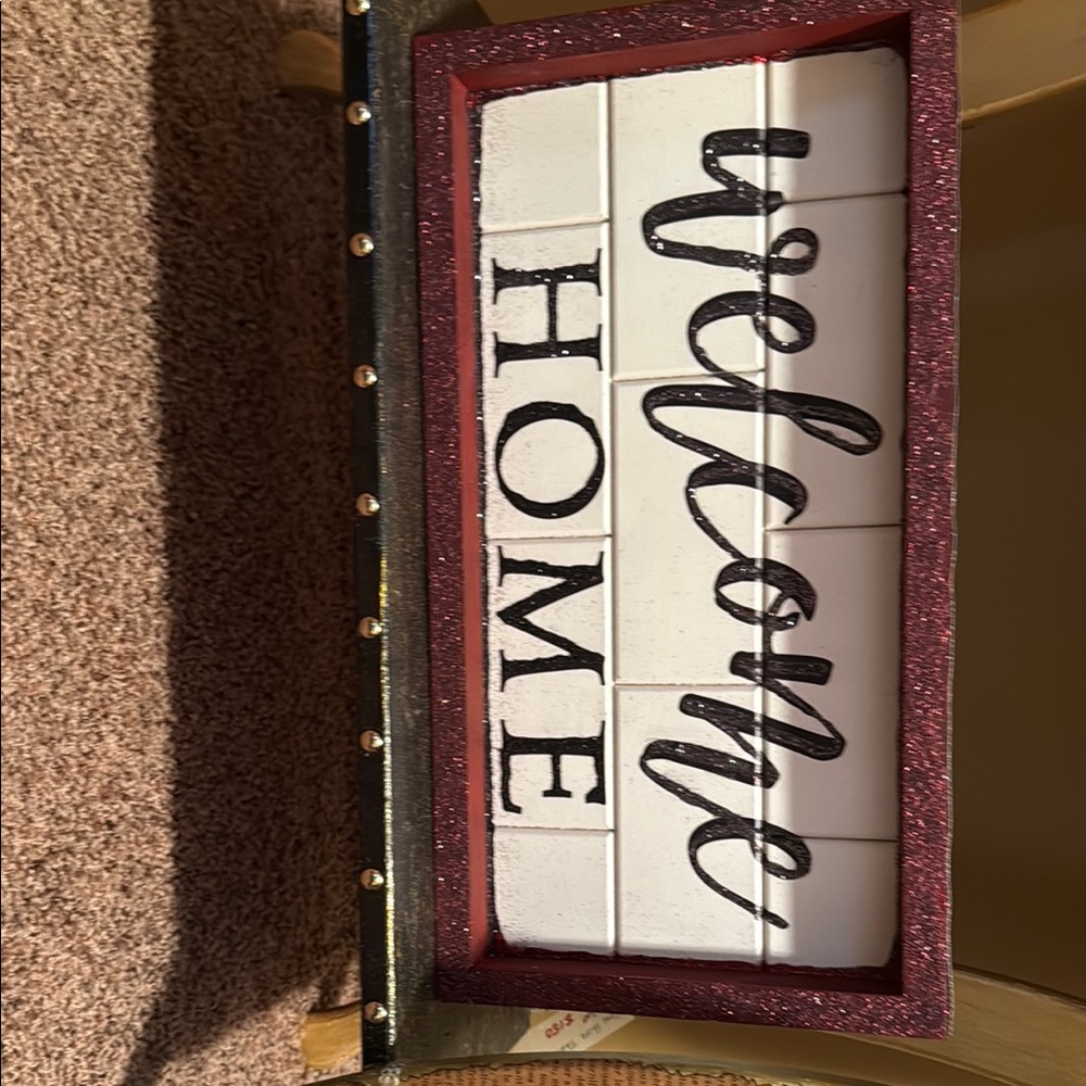 Hand Crafted Red and Black Rustic Decor Accent